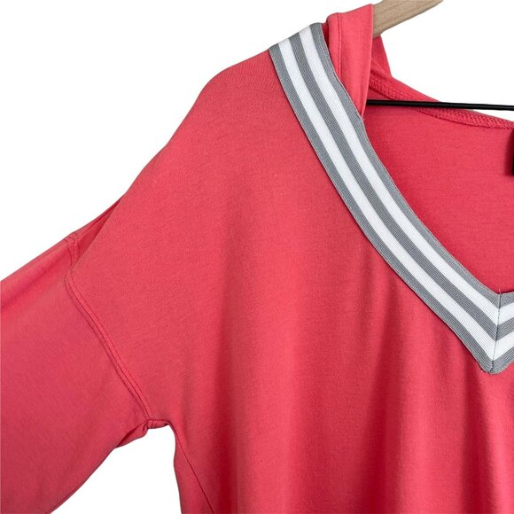 Free Press coral varsity striped v-neck long sleeve lightweight hoodie small - Picture 7 of 12